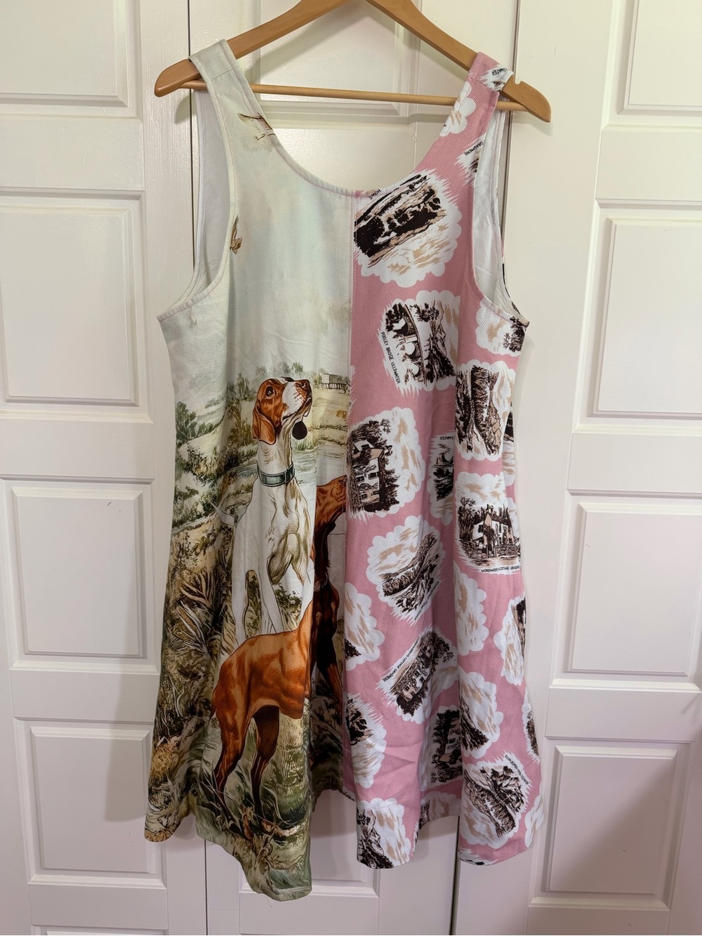 Maeve Pink & Cream Sleeveless Dog Print Casual Dress
